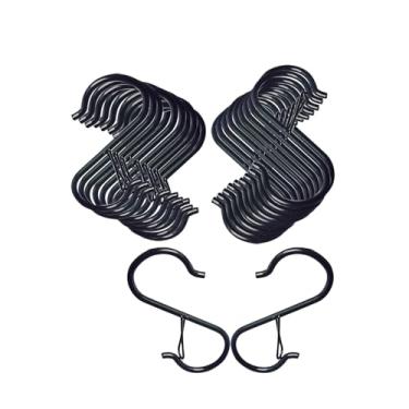 Imagem de Pacote com 15 ganchos em S para pendurar coisas, ganchos de metal resistente de 8,89 cm com fivela de segurança, ganchos em forma de S, ganchos de armário para pendurar plantas, utensílios de cozinha