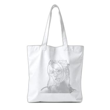 Imagem de Kit 10 Sacola Ecologica s Charmosas e Reutilizáveis 38x41,5cm Com Estampa Arte do Rosto Feminino