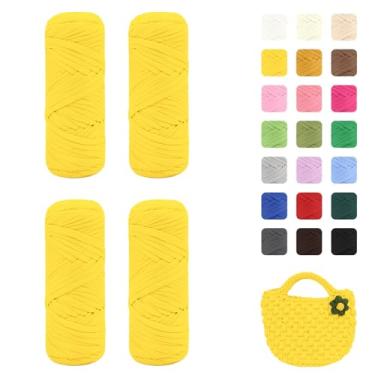 Imagem de Maxee Pacote com 4 fios de camiseta premium (200 g/75 m cada), fio de fita macia para crochê e tricô - cor intensiva e fácil de cuidar