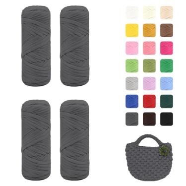 Imagem de Maxee Pacote com 4 fios de camiseta premium (200 g/75 m cada), fio de fita macia para crochê e tricô - cor intensiva e fácil de cuidar