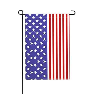 Imagem de Bandeira de jardim azul e vermelha bandeira dos EUA impressão bandeira de jardim, dupla face exterior decoração de quintal de férias vertical 30 × 45 cm