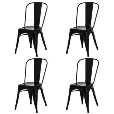 Imagem de Kit 4 Cadeiras Tolix Iron Industrial Preta - CADEIRAS INC