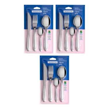 Imagem de Kit 48 Peças Faqueiro Jogo De Talheres Inox Laguna Tramontina