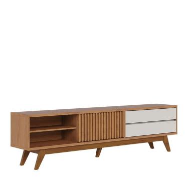 Imagem de Bancada Veneza 200cm 1 Porta De Correr 2 Gavetas Telescópicas - Ssx Multicoisas Cor Freijo/off White Matte