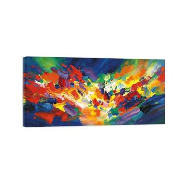 Imagem de Impressões abstratas em tela-Quadro texturizado para parede-Colorido 2-Pintura moderna para sala de estar 60x120cm Tela Embrulhada
