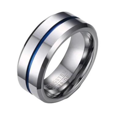 Imagem de Aliança De Casamento Masculina Em Carboneto De Tungstênio Preto Fosco 