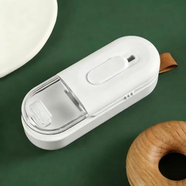 Imagem de Mini bolsa portátil revendedor e cortador ferramenta de vedação dois em um para armazenamento de lanches de alimentos branca