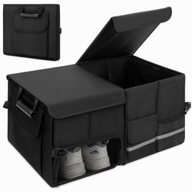 Imagem de Dntorx ) Organizador de porta-malas para SUV – 60L, sacos organizadores de porta-malas dobráveis com tampa, organizadores de carro de grande capacidade e armazenamento com tampa para SUV, sedã