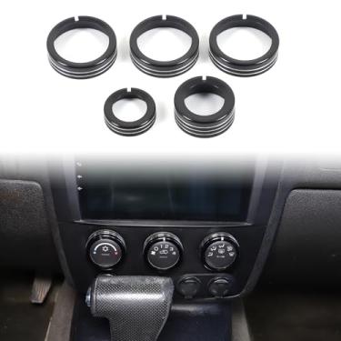Imagem de PIUGILH Consolas centrais para interruptor de ar condicionado, acabamento compatível com Hummer H3 2005-2009, capa de botão de alumínio AC ar condicionado, 5 peças (preto)