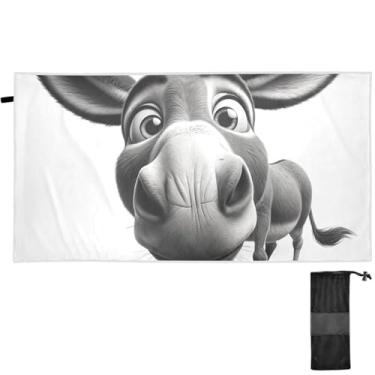 Imagem de TSENQUE Bonito burro toalhas de praia engraçadas toalhas de praia turcas grandes cores sem areia toalhas de praia finas secagem rápida presentes de praia de verão para mulheres 180 x 79 centímetros