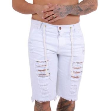 Imagem de Bermuda Jeans Masculina Estilo Detonado 100% Algodão Moderna e Confort