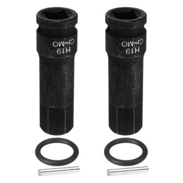 Imagem de HARFINGTON 2 soquetes hexagonais de impacto de 1/5.1 cm 19 mm métrico CR-MO aço 6 pontos soquetes com pino contrapino para adaptador de furadeira elétrica