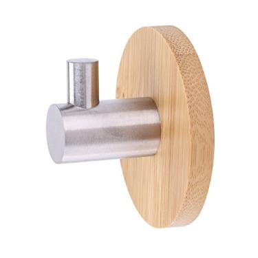 Imagem de GLOGLOW Ganchos para Roupas, Gancho de Parede de Aço, Cabide único para Toalha, Bolsa, Chave, Cozinha e Banheiro, Bambu Natural Inoxidável (gancho único)