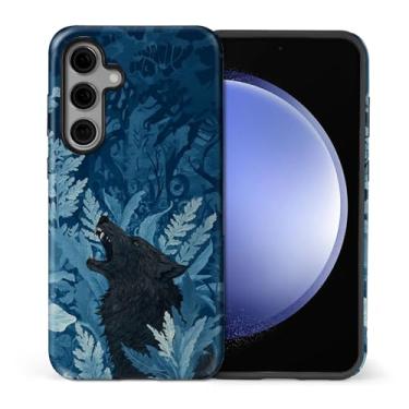 Imagem de WANKBLC Capa brilhante compatível com Samsung Galaxy S25 para meninas e meninos, design de corpo inteiro, silicone macio, proteção contra arranhões, estampa louca, azul marinho, folhas florestais