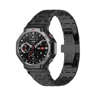 Imagem de Pulseira De Metal Luxuosa Em Aço Inoxidável Amazfit T-REX 3 Bracelete 