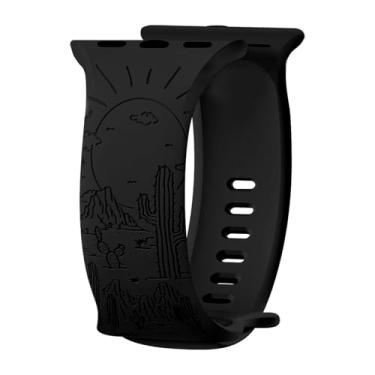 Imagem de Pulseira de relógio de silicone macio esculpida em cacto, compatível com Apple Watch série 11 10 9 8 mm, 42 mm, 44 mm, 45 mm, 46 mm, 49 mm, para Apple Watch Series 11 10 9 8 7 6 5 4 SE, ultra homens