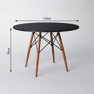 Imagem de Mesa de Jantar Redonda Eiffel Eames 110cm Tampo Madeira Preto - Univer