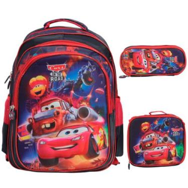 Imagem de Kit Mochila Infantil Escolar Carros Relâmpago Mcqueen 3d - TOYS 2U