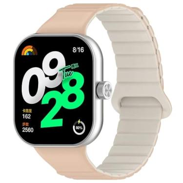 Imagem de HSPTR Cinta magnética de silicone para relógio Redmi 4 acessórios Substituição Smart Watch Band Wrist Soft Sport Sport Bracelet para Miband 8Pro Watchbands(Milky Tea-Beige,For Redmi Watch 4)