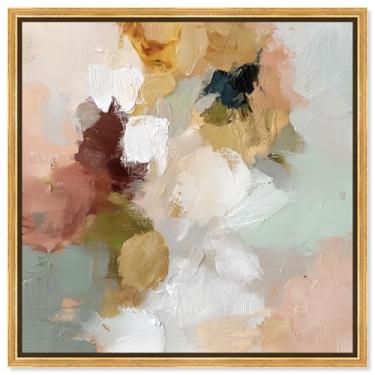 Imagem de Arte de parede rústica com impressão em tela ocre e marfim I por Art Remedy, moldura dourada, 30,5 x 30,5 cm