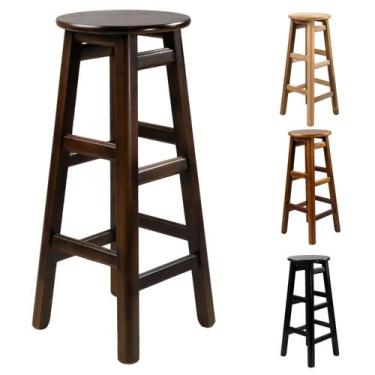 Imagem de Banqueta Alta Madeira Maciça 75cm Bar Cozinha Bistrô - Só Mesas Só Cad