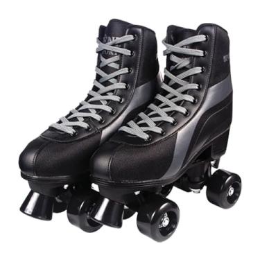 Imagem de Patins Quad Infantil – Estilo, Conforto e Diversão com Rodas PVC e Bota Acolchoada(Clássico - Preto,M (35-38))