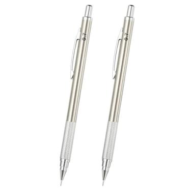 Imagem de PATIKIL 2 peças de lapiseira de 0,7 mm, suporte mecânico de ponta média, suporte automático de metal para desenho, arte, esboço, marcenaria, prata