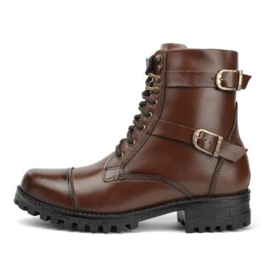 Imagem de Bota Feminina Coturno Tratorado Pinhão Couro DIfranca - 9021 - AR Calç