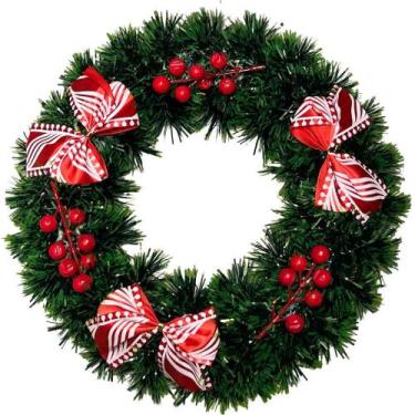 Imagem de Guirlanda de Natal pra Porta Decoração Natalina Dourada e Vermelha - F