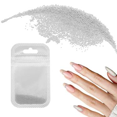 Imagem de Generic Miçangas de arte de unhas 0,02" (0,4 mm) mini metal 3D caviar unhas contas bola bolha contas com sacos para arte de unhas DIY artesanato decoração, tom prata