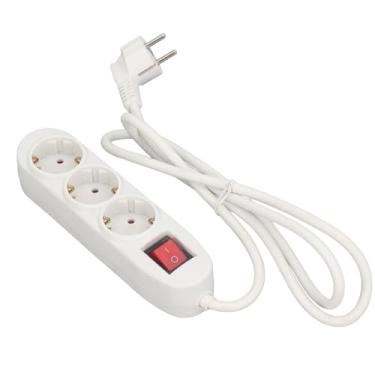 Imagem de Acouto Faixa de Energia Europeia de 3 Vias Com Abas Dobráveis ​​e Plugue Plano Largo, Extensor de Tomada Seguro de 16A para Casa e Escritório