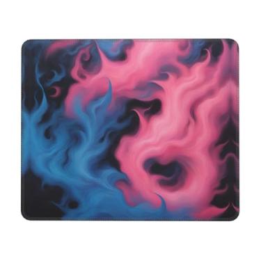 Imagem de Tapete de mouse com estampa de fogo azul e rosa, superfície macia e base de borracha, mousepads de tecido macio - uma peça