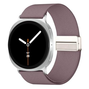 Imagem de Pulseiras elásticas com fecho magnético compatível com Samsung Galaxy Watch 8 de 40 mm e 44 mm/Samsung Galaxy Watch 8 Classic de 46 mm, pulseiras esportivas de nylon sem lacunas para homens e mulheres