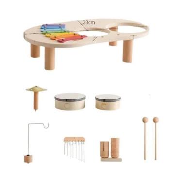 Imagem de Chocalho De Madeira Montessori Para Bebês, Sinos Aeólicos, Kit De Tamb