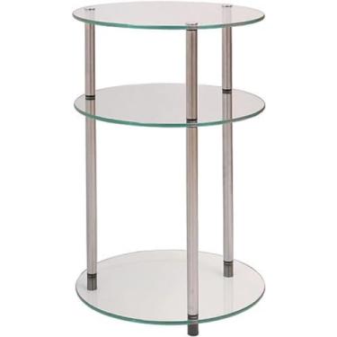 Imagem de Mesa de centro de vidro preto para sala de estar, mesa de centro baixa, mesa redonda de 3 camadas (cor: D, tamanho: como mostrado) (E conforme mostrado)