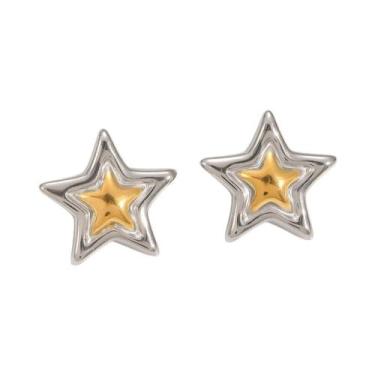 Imagem de Conjunto De Brincos Geométricos Em Ouro, Prata E Aço Titânio Para Mulh