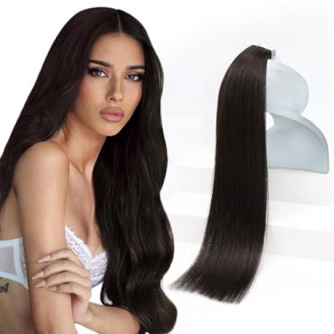 Imagem de Sunny Hair Extensões de cabelo humano real com fita adesiva invisível, extensões de cabelo Remy para mulheres, marrom escuro, 50,8 cm, 20 peças, 50 g