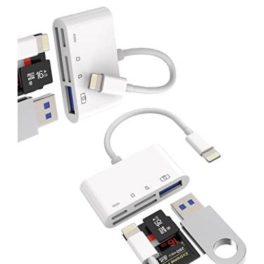 Imagem de Leitor de cartão SD para iPhone Lightning para USB Micro TF cabo carregador dongle acessório (2 unidades) adaptador OTG para Apple 14 13 12 11 Pro Max câmera visualizador de memória, pen drive, cabo