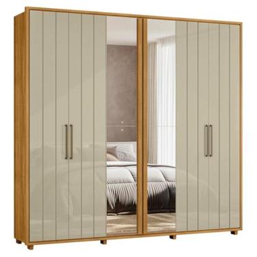 Imagem de Guarda Roupa Casal Miro 6 Portas Com Espelho 250 cm Cumaru Opala Madetec