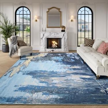 Imagem de ULTSOFE Tapetes de área para sala de estar, 20 x 25 cm, modernos, abstratos, laváveis, antiderrapantes, sem queda, tapete dobrável, para sala de jantar, quarto, escritório em casa, berçário, sala de