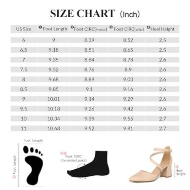 Imagem de mysoft Sapato feminino de salto baixo, grosso, bico fino, tira no tornozelo, tira no peito do pé, vestido de festa e casamento, Nude PU, 9 Wide