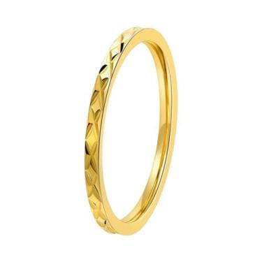 Imagem de Anel Geométrico Fino De Aço Titânio Banhado a Ouro Para Mulheres, Joia