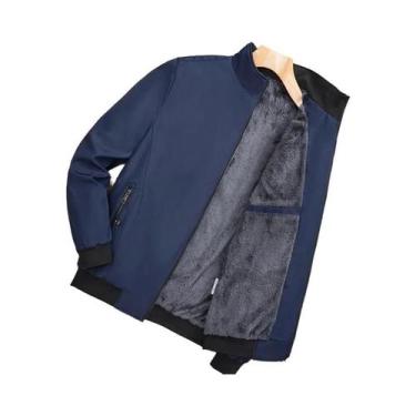 Imagem de Jaqueta De Inverno Masculina Em Fleece Quente, Cor Sólida, Casual De N