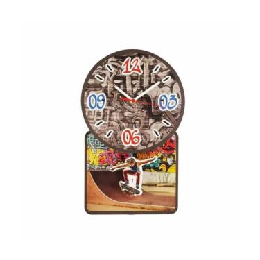 Imagem de Relógio de Parede com Pêndulo Skate Grafite