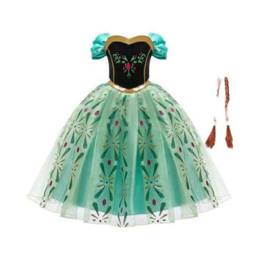 Imagem de Fantasia Infantil De Princesa Anna Com Estampa Completa Para Cosplay, 