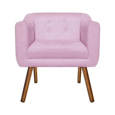 Imagem de Poltrona Decorativa Julia Suede Rosa Bebê - D'Rossi