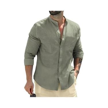 Imagem de Camisa Masculina De Algodão De Manga Comprida Para Outono, Respirável,