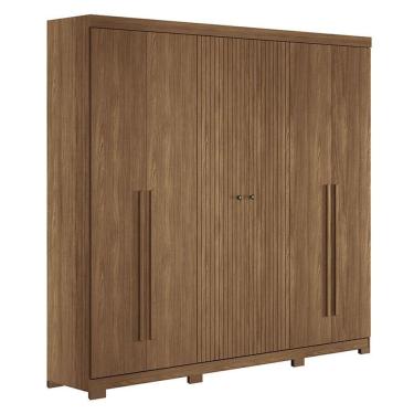 Imagem de Guarda Roupa Casal Ripado 6 Portas Buriti Jatobá Acetinado com Pés - Santos Andirá