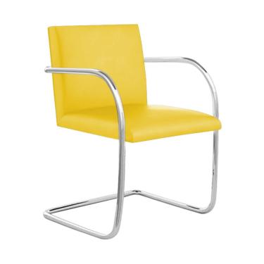 Imagem de Cadeira Brno Para Escritório Couro Sintético Amarelo Tubular Cromada