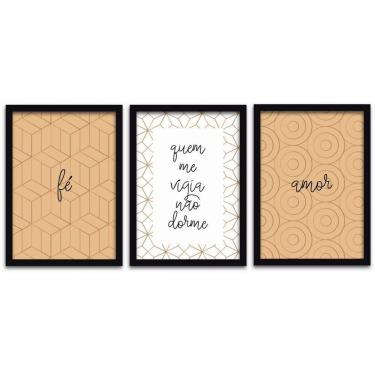 Imagem de Conjunto Quadros Decorativos 3 peças MDF 20x30 Fé e Amor